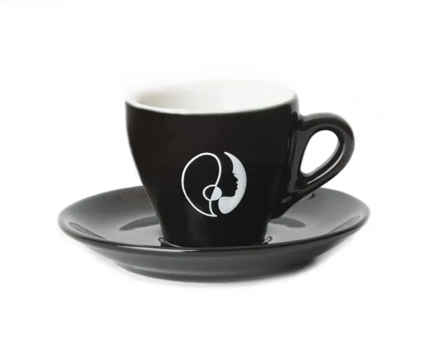 Almanegra Caffè Tazzina da Bar Nera in Porcellana 80 ml con Piattino