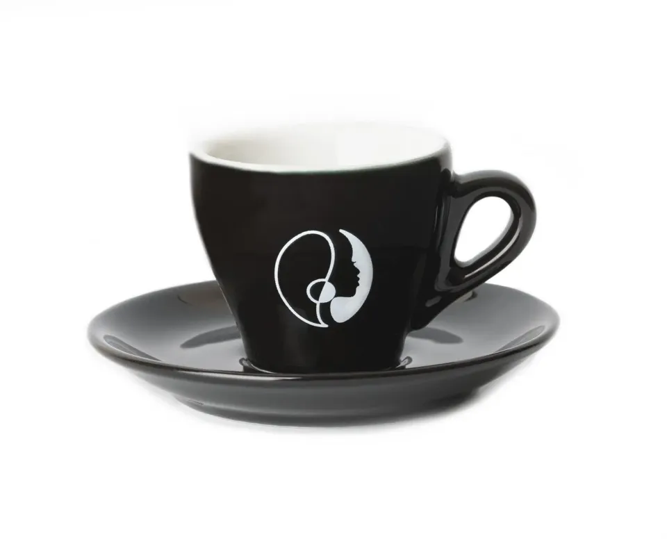 Almanegra Caffè Tazzina da Bar Nera in Porcellana 80 ml con Piattino