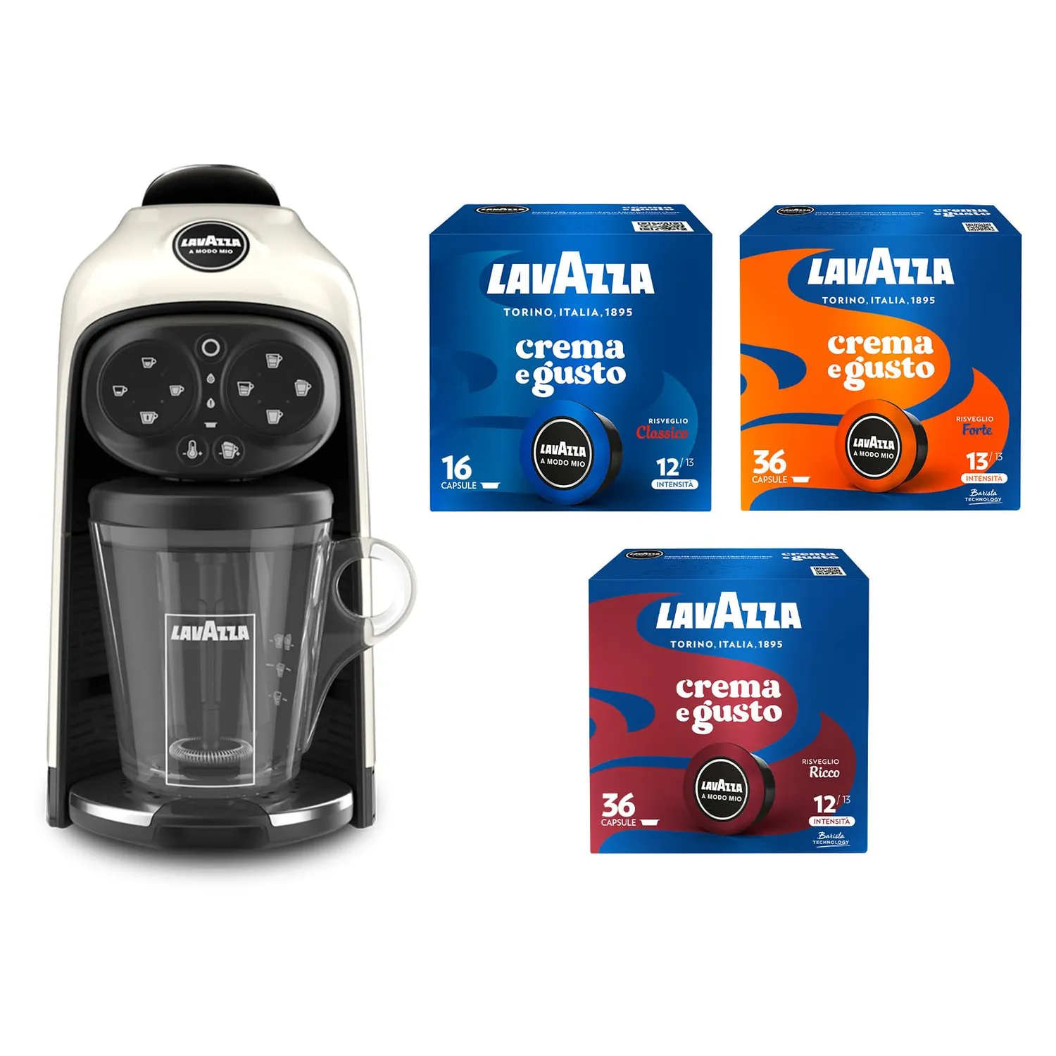 Lavazza A Modo Mio Deséa macchina caffè nera + 88 capsule