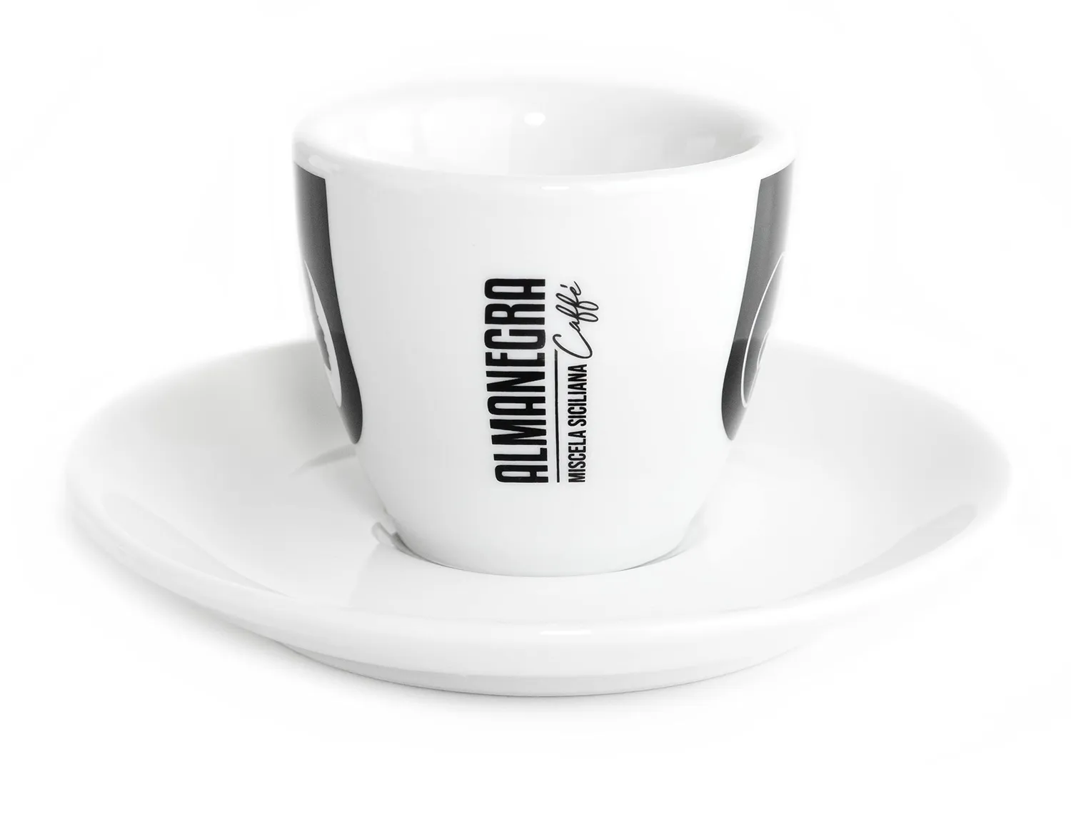 Almanegra set 6 tazzine caffe porcellana bianca con piattino bar