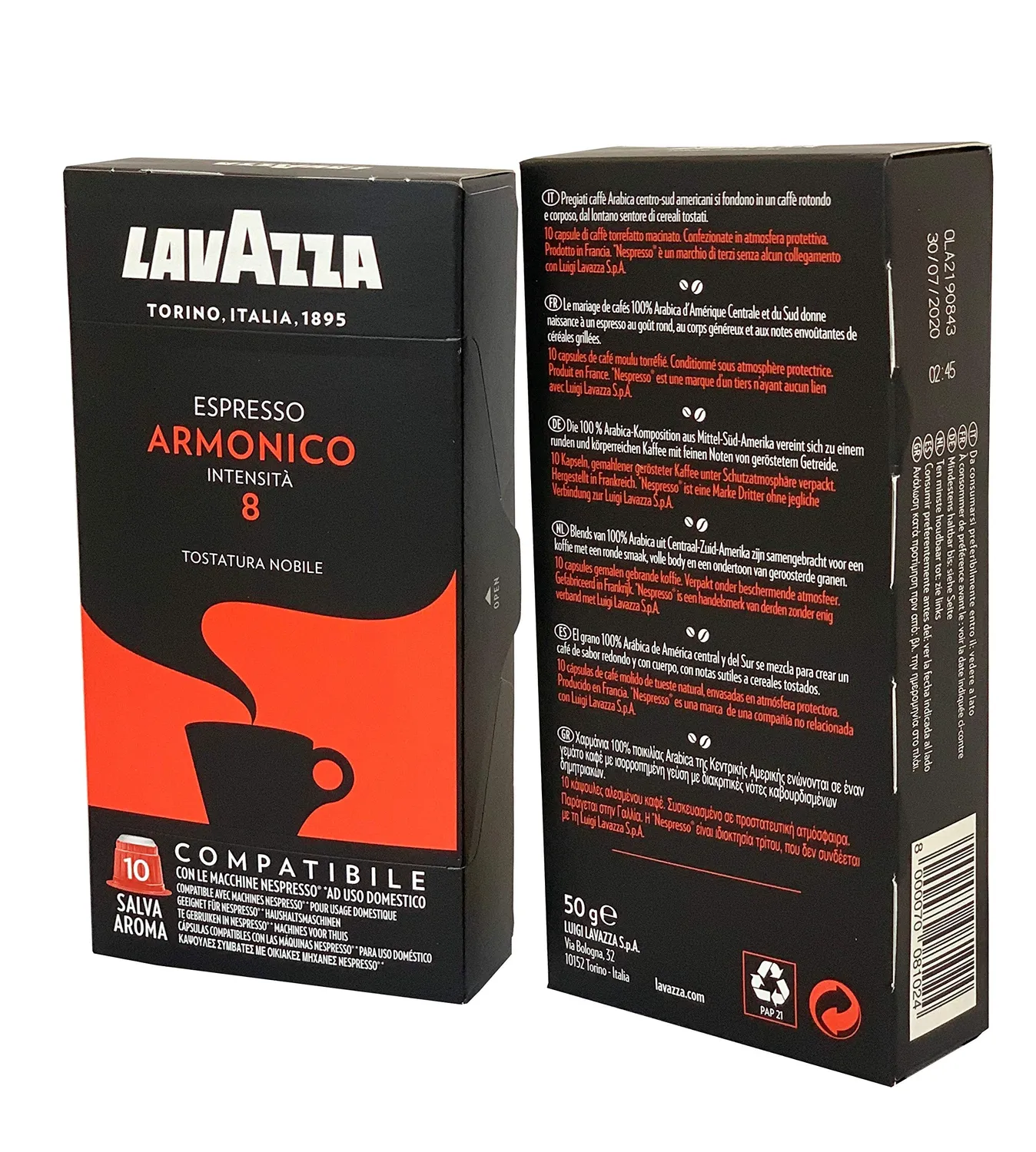 Lavazza Armonico capsule compatibili Nespresso 100 pz tostatura scura