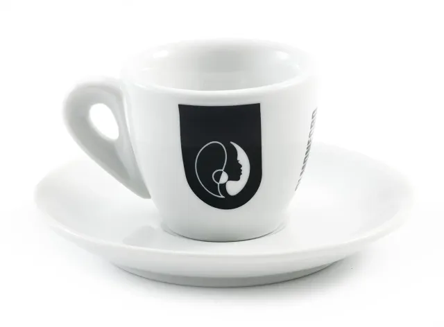 Almanegra set 6 tazzine caffe porcellana bianca con piattino bar