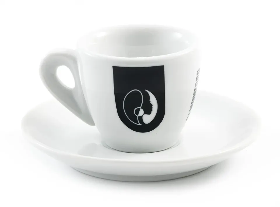 Almanegra set 6 tazzine caffe porcellana bianca con piattino bar