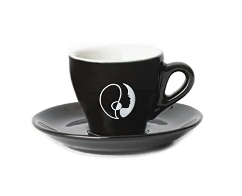 Almanegra Caffè Tazzina da Bar Nera in Porcellana 80 ml con Piattino