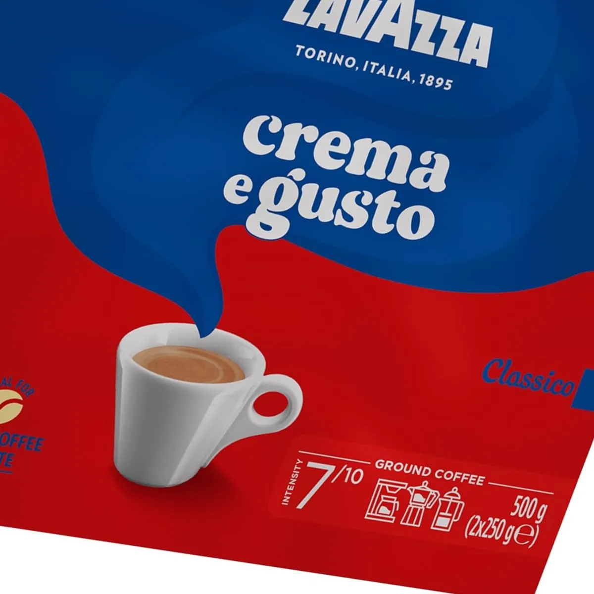 Lavazza Crema e Gusto Classico caffè macinato 500 g tostatura scura