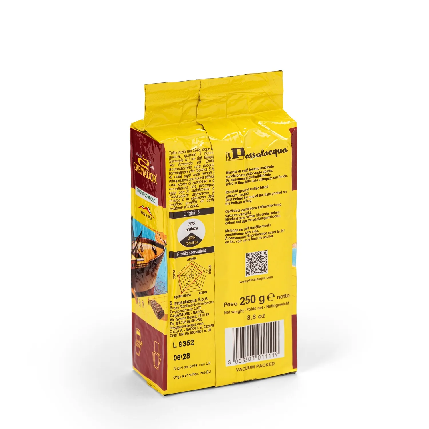 Passalacqua Cremador caffè macinato 250 g 70% arabica