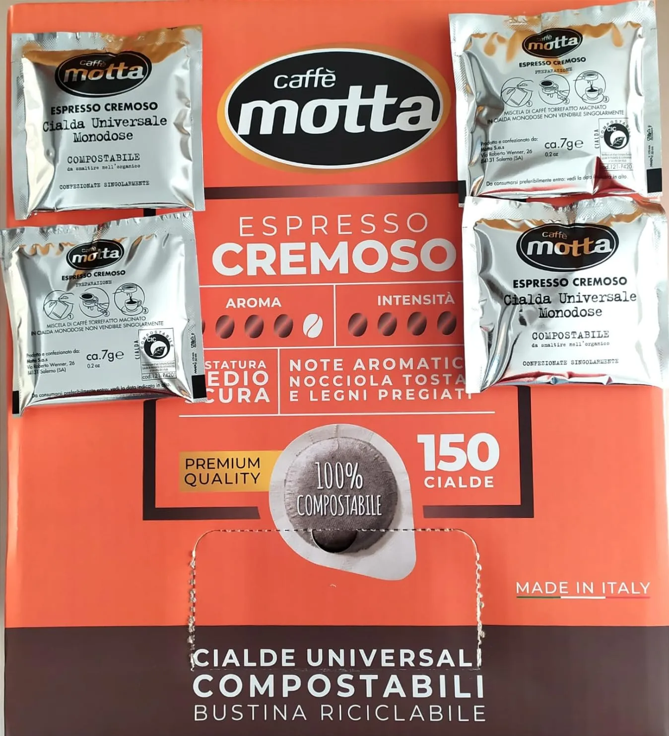 Caffè Motta Espresso Cremoso cialde ESE 150 compostabili