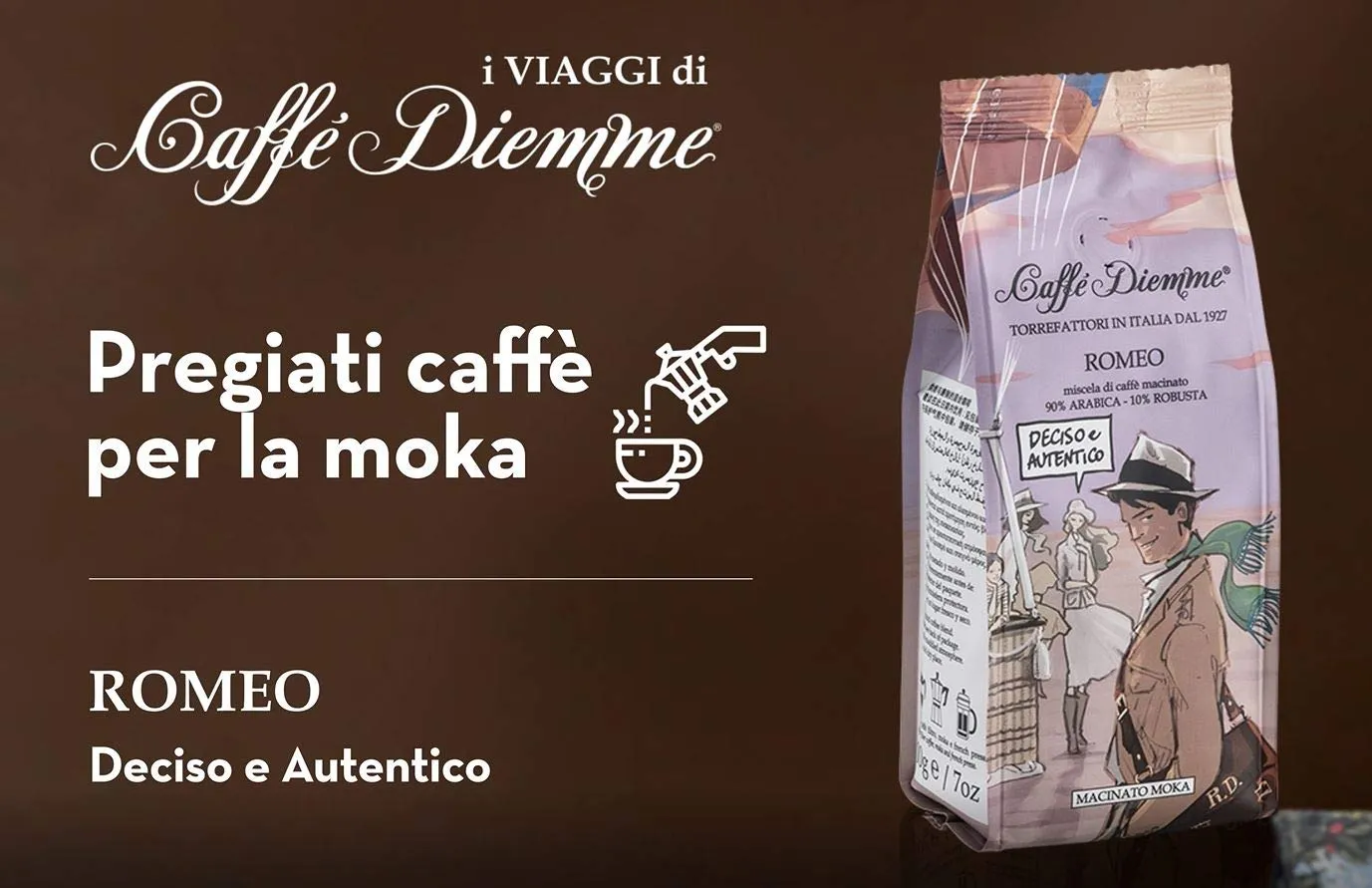 Diemme Viaggi Romeo macinato moka 90% arabica