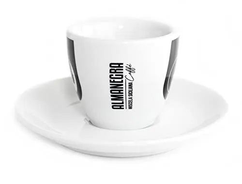 Almanegra set 6 tazzine caffe porcellana bianca con piattino bar