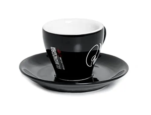 Almanegra Caffè Tazzina da Bar Nera in Porcellana 80 ml con Piattino