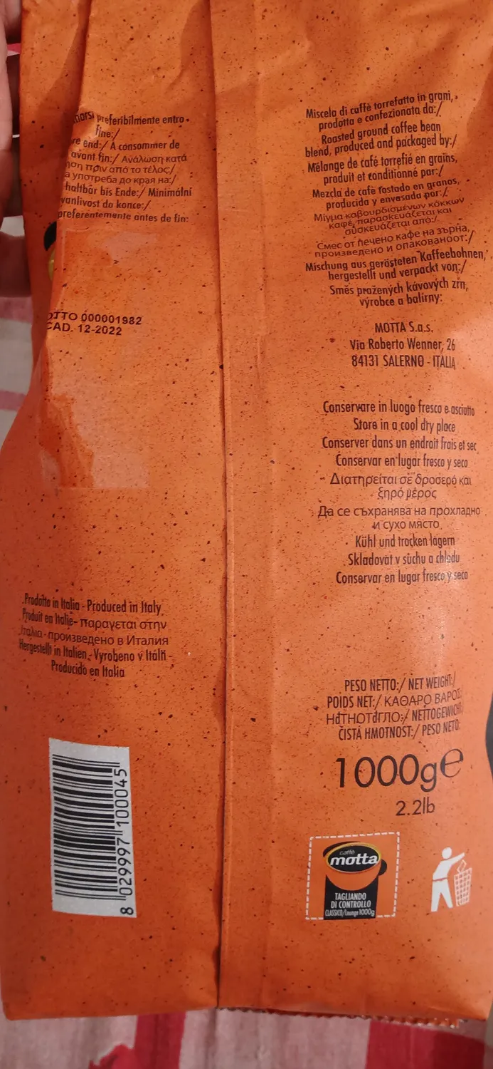 Caffè Motta Espresso Classico caffè in grani 1 kg tostatura forte