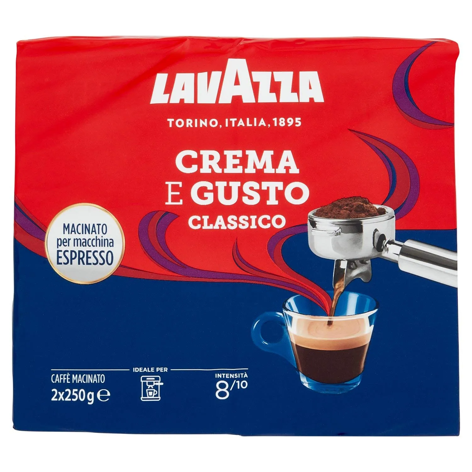 Lavazza Crema e Gusto Classico caffè macinato 500 g tostatura scura