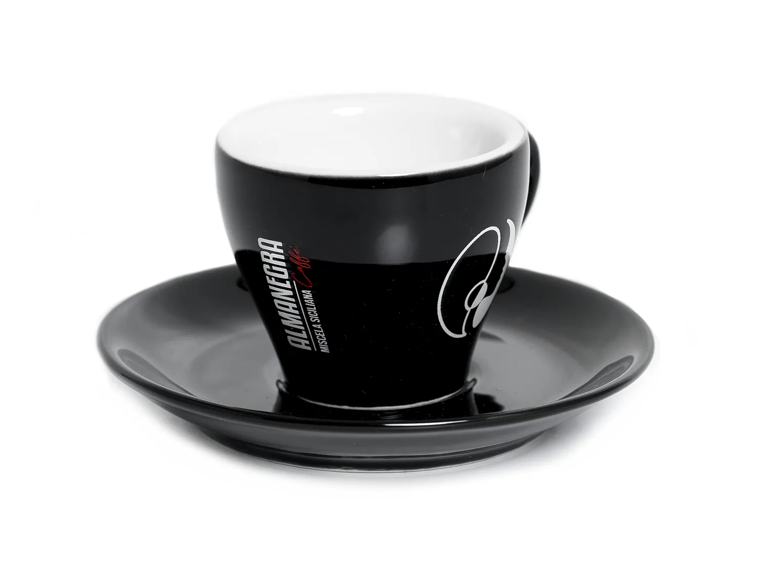 Almanegra Caffè Tazzina da Bar Nera in Porcellana 80 ml con Piattino