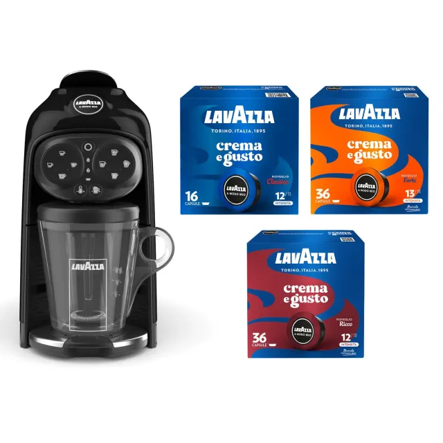 Lavazza A Modo Mio Deséa macchina caffè nera + 88 capsule