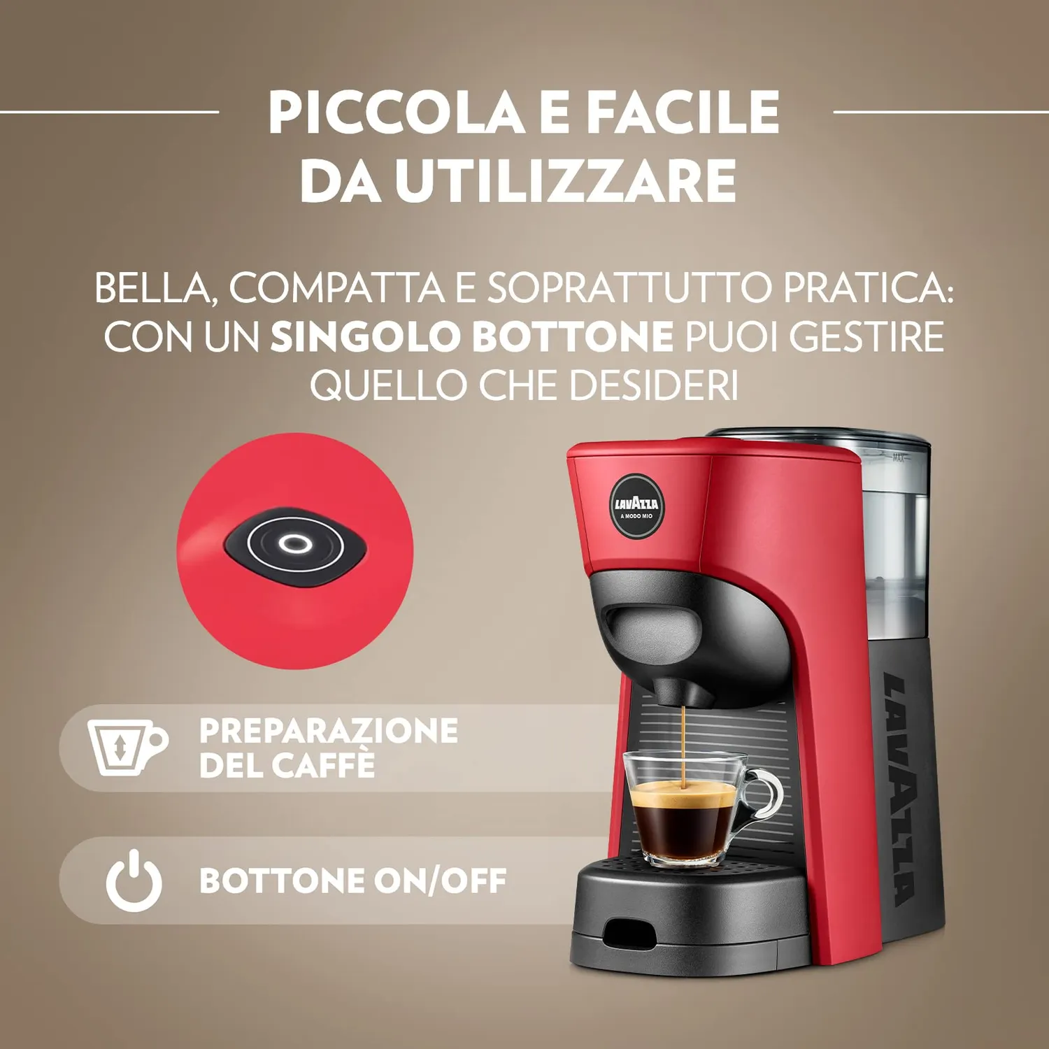 Lavazza A Modo Mio Tiny macchina rossa + 64 capsule Rossa