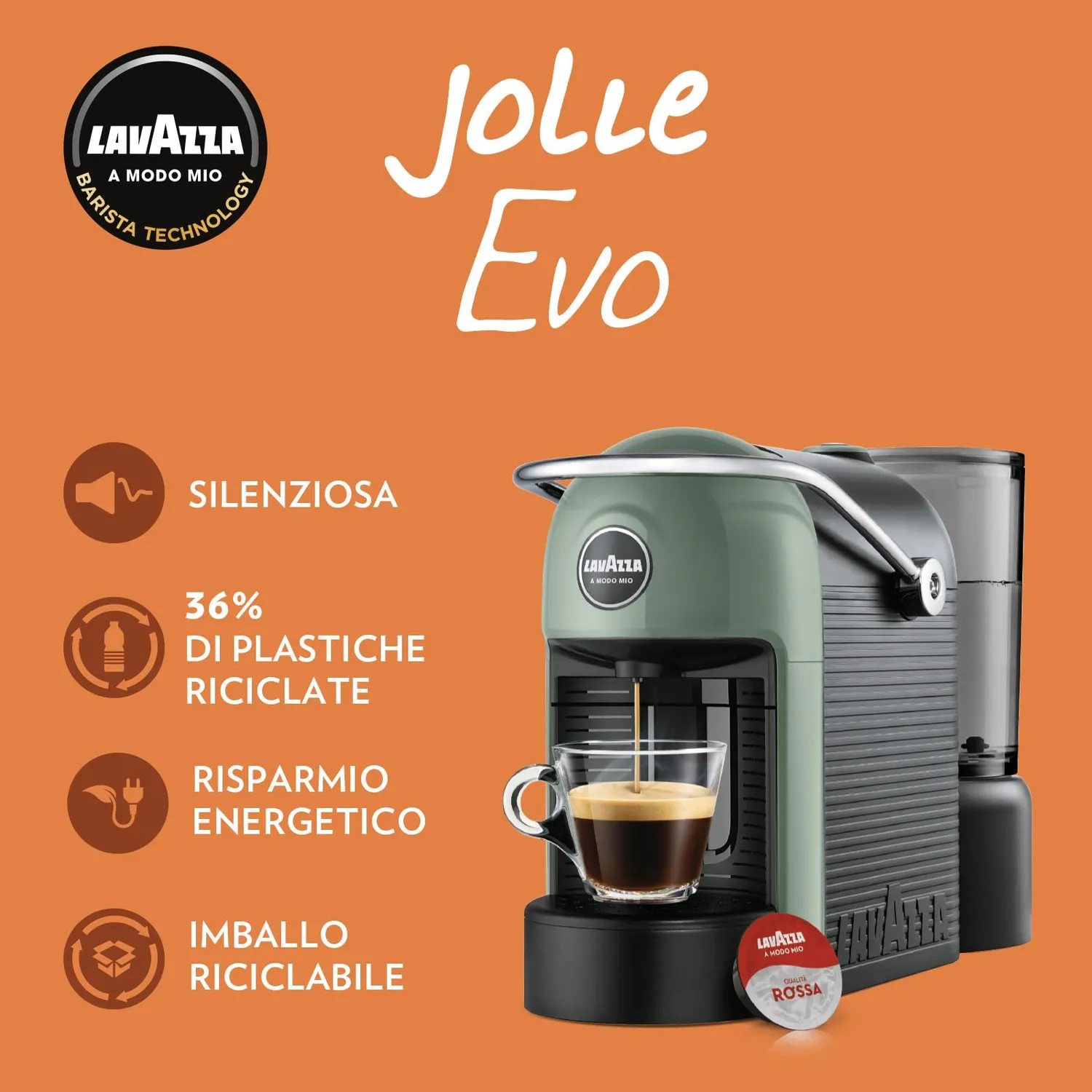 Lavazza Jolie Evo macchina caffe A Modo Mio nera + 64 capsule