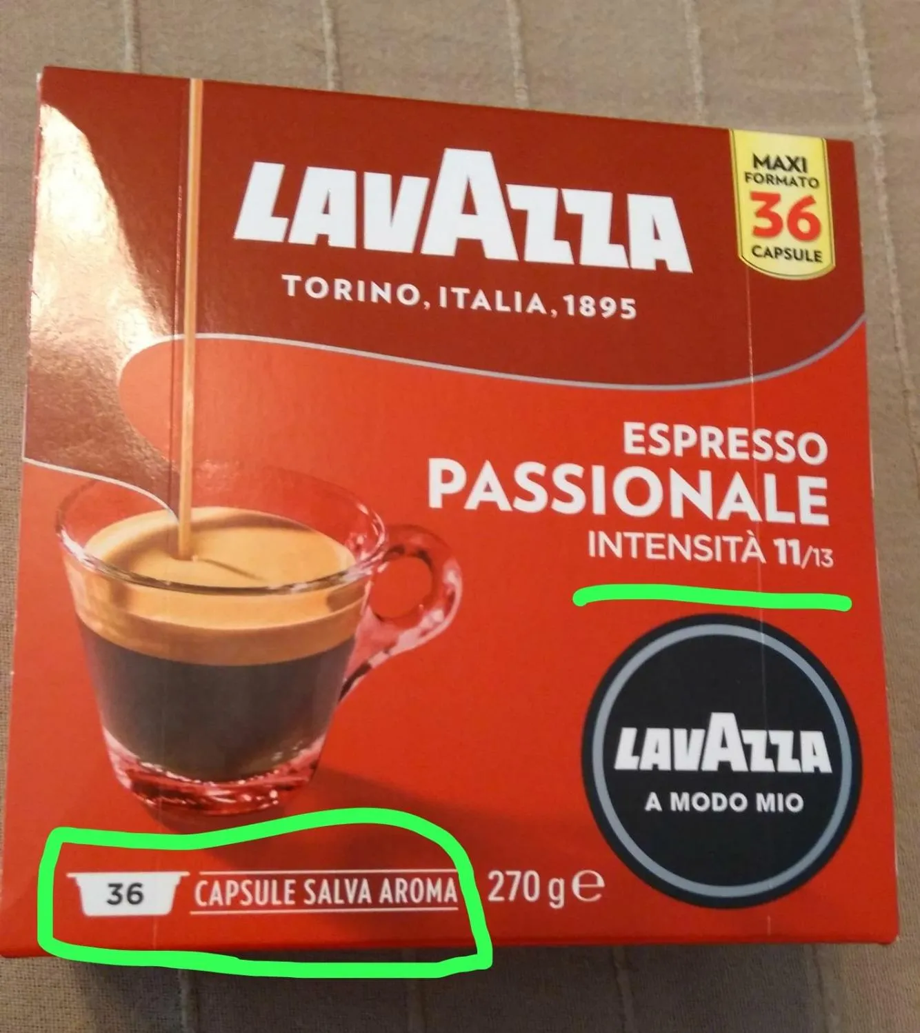 Lavazza A Modo Mio Passionale capsule 180 gusto cioccolato